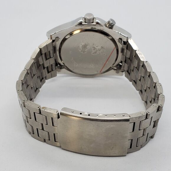 Men's Watch 41MM White Dial Black Bezel Gray Bracelet Band 8.5" New Battery - Picture 6 of 9